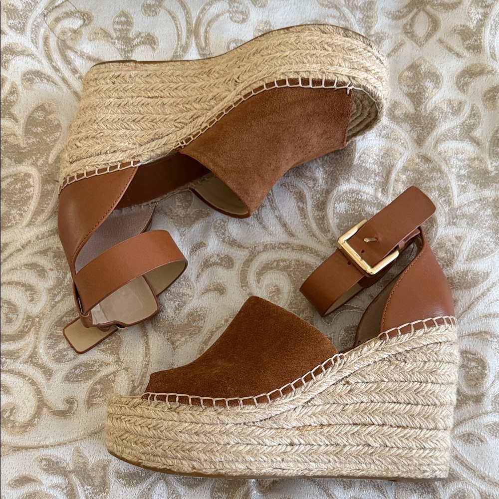 Marc Fisher Tan Espadrille Wedges